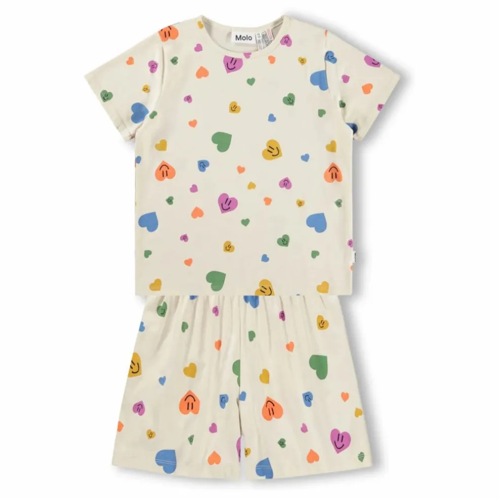 Pyjama Short Luvis Cœurs Coton Bio | Ecru