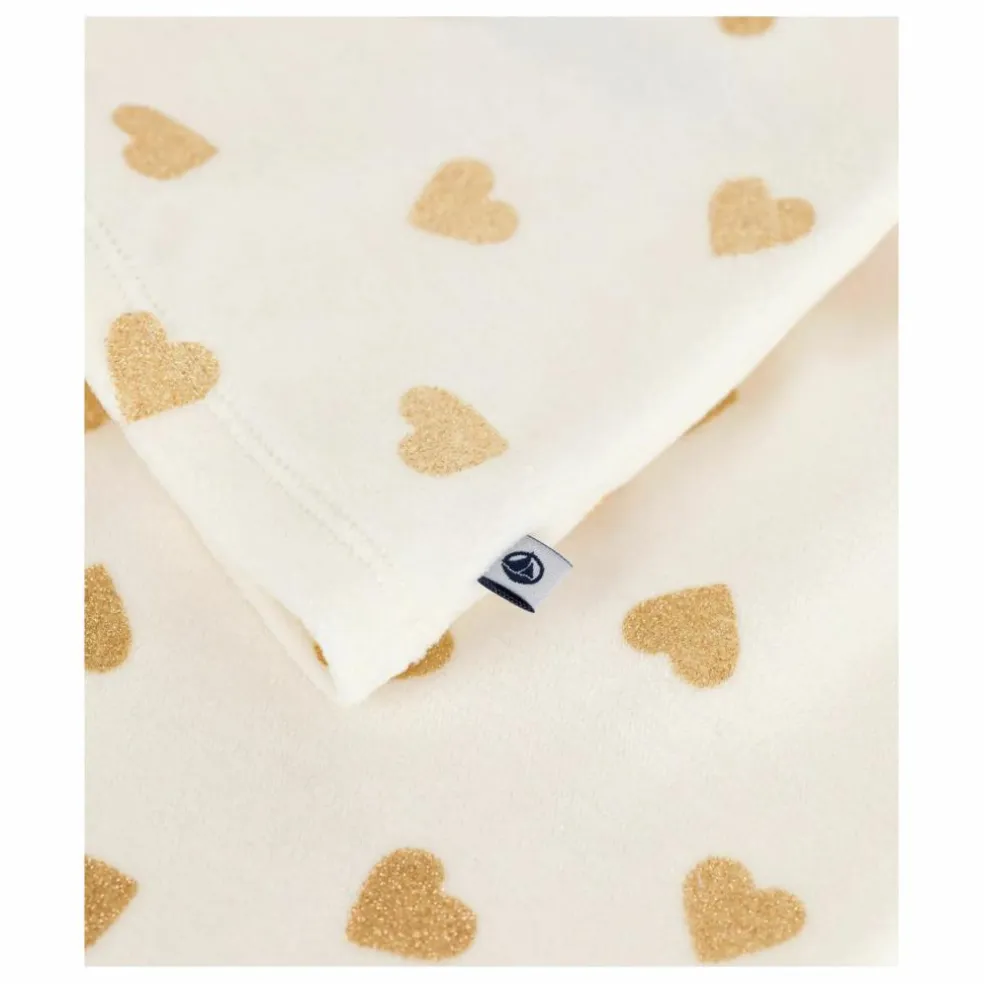 Pyjama Volants Cœurs Pailletés Coton Bio | Ecru