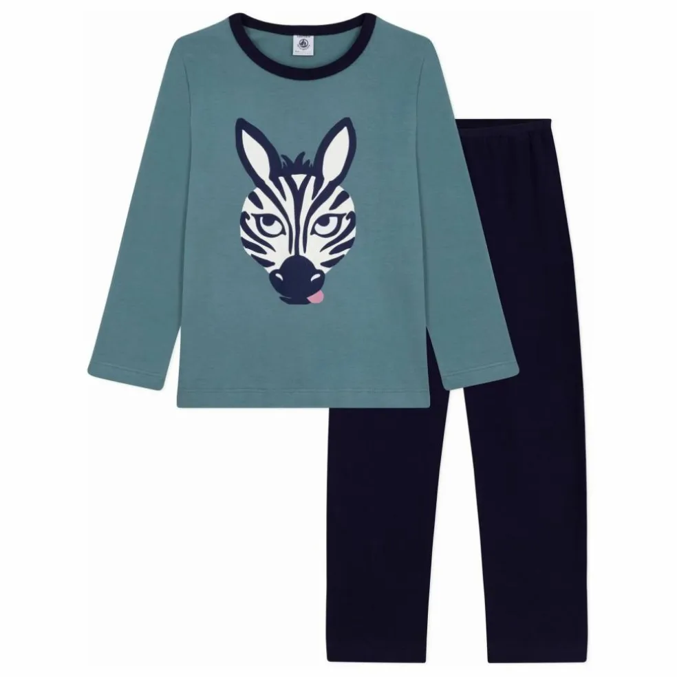 Pyjama Zèbre Coton Bio | Bleu
