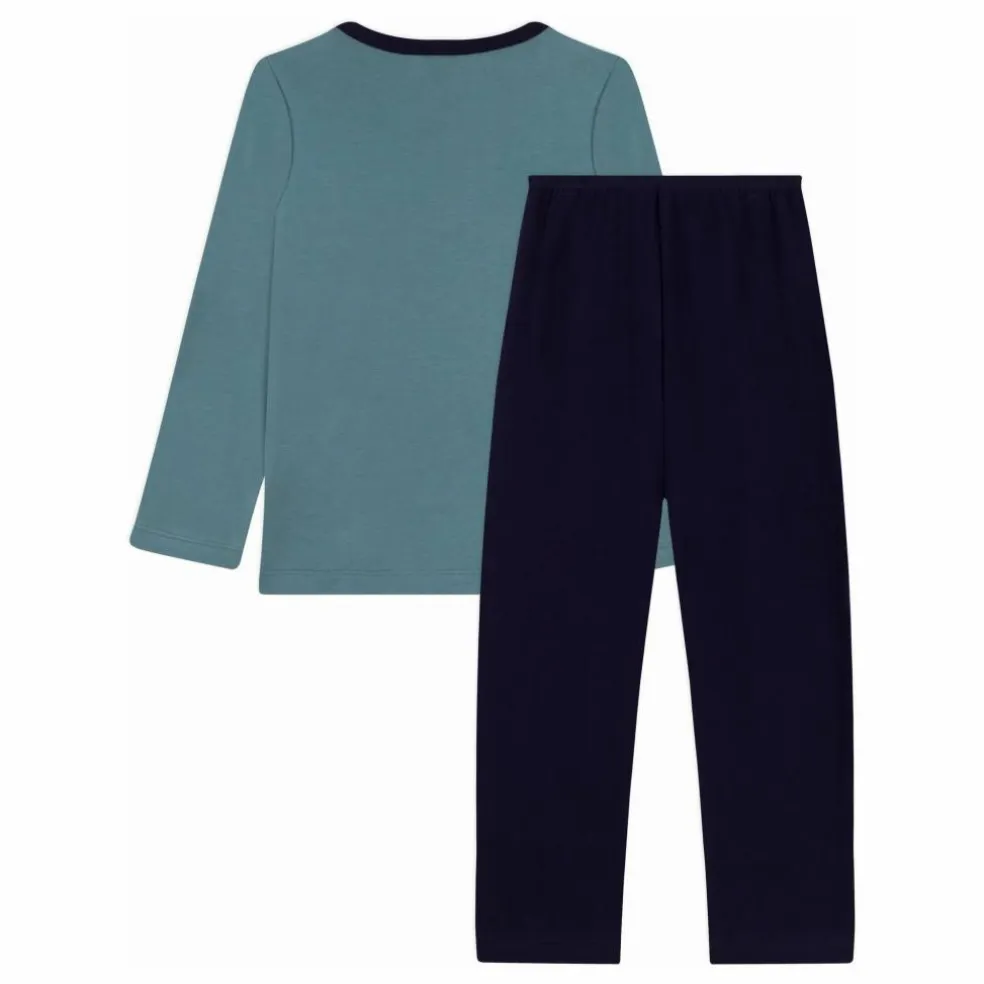 Pyjama Zèbre Coton Bio | Bleu
