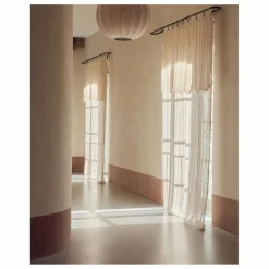 Rideau Vice Versa frangé en gaze de lin bayadère | Havane