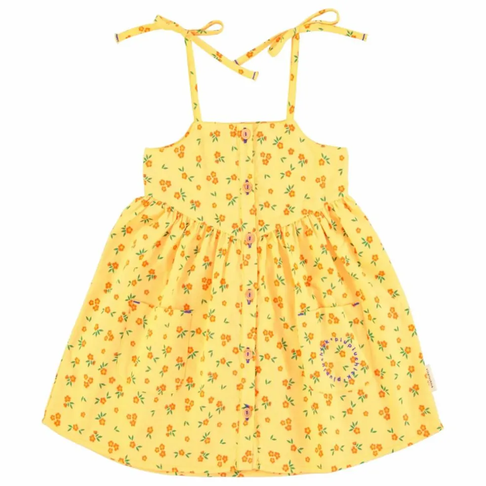 Robe Fleuri Coton Bio | Jaune