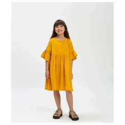 Robe à Volants Coton Bio | Jaune moutarde