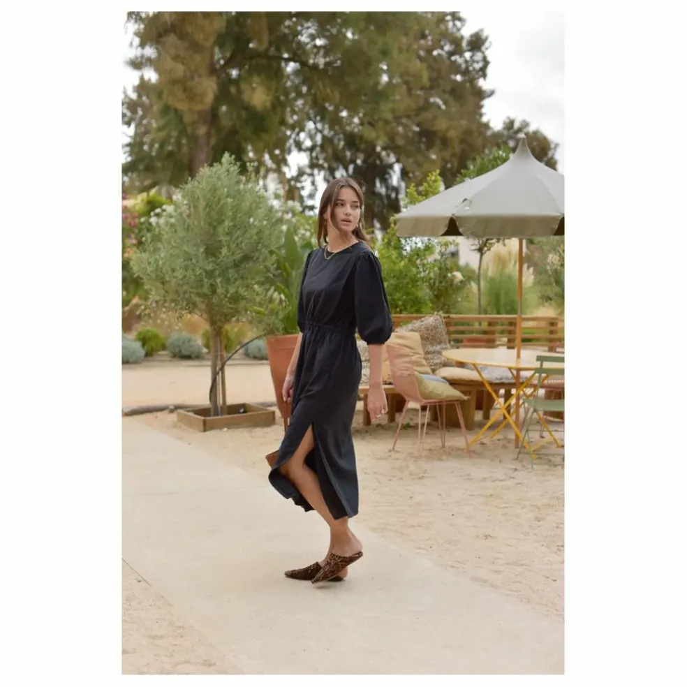 Robe Aime Seersucker - Collection Femme | Noir