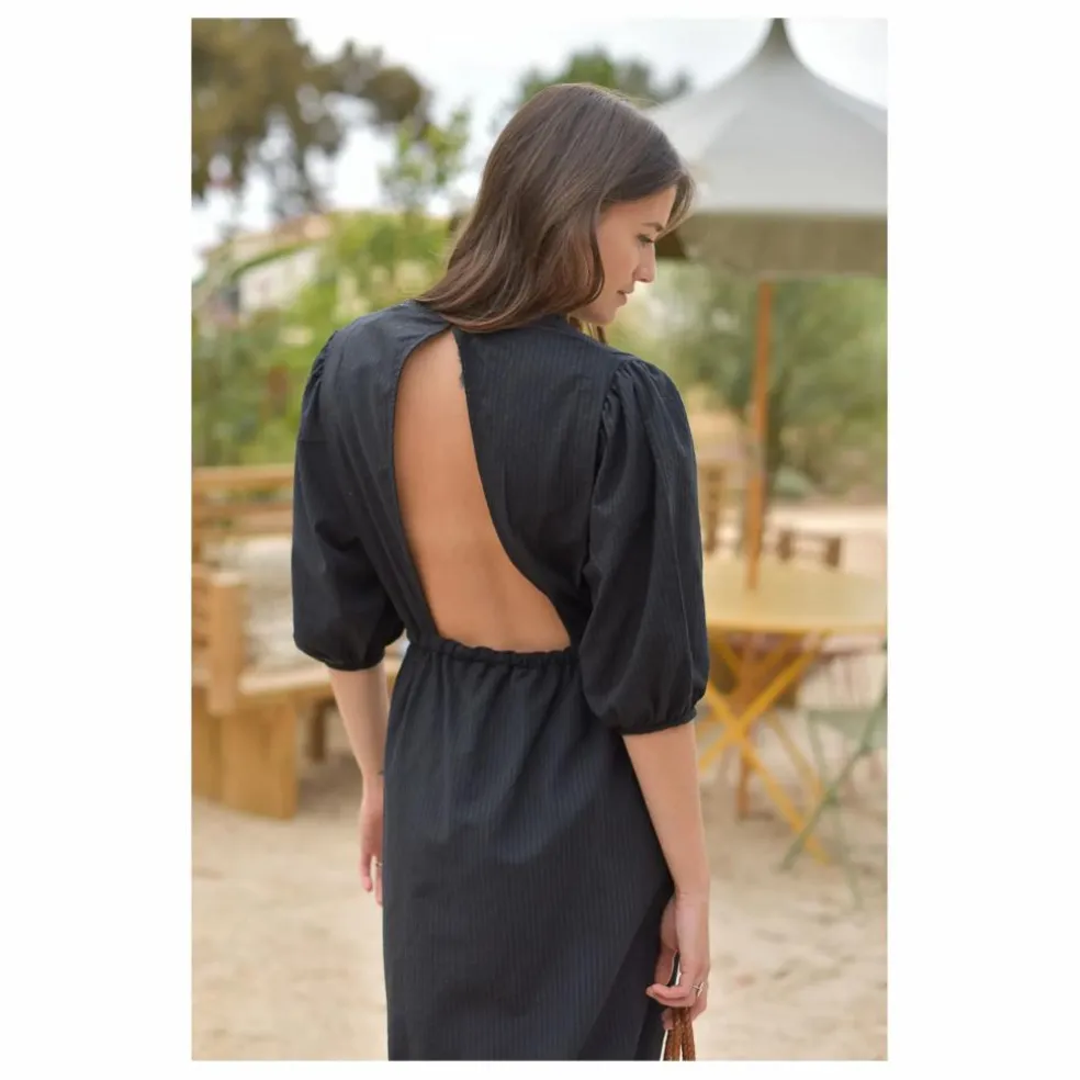 Robe Aime Seersucker - Collection Femme | Noir