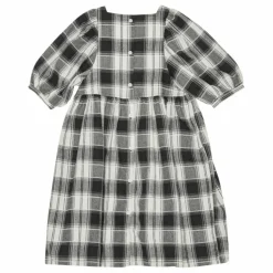 Robe Alva Carreaux Coton Bio | Noir