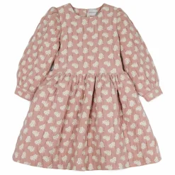 Robe Anita Fleurie Jacquard Coton Bio | Rose poudré