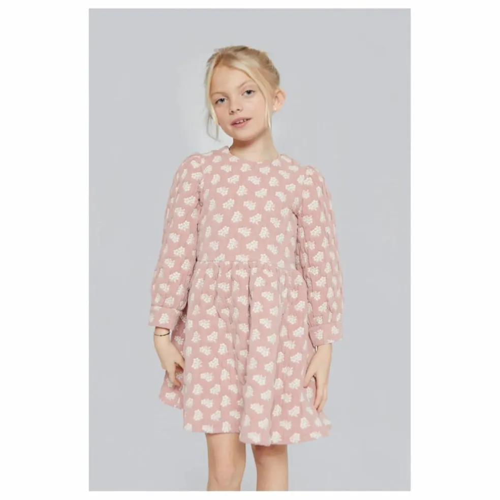 Robe Anita Fleurie Jacquard Coton Bio | Rose poudré