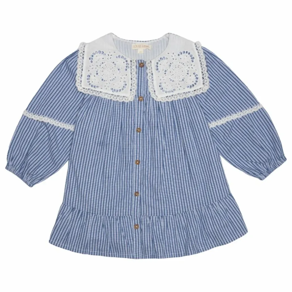 Robe Arinola Col Crochet | Bleu