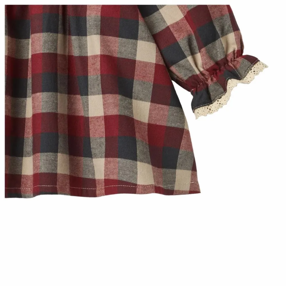 Robe Bella Carreaux Coton Bio | Rouge