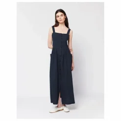 Robe Boutonnée Coton et Lin - Collection Femme | Bleu nuit