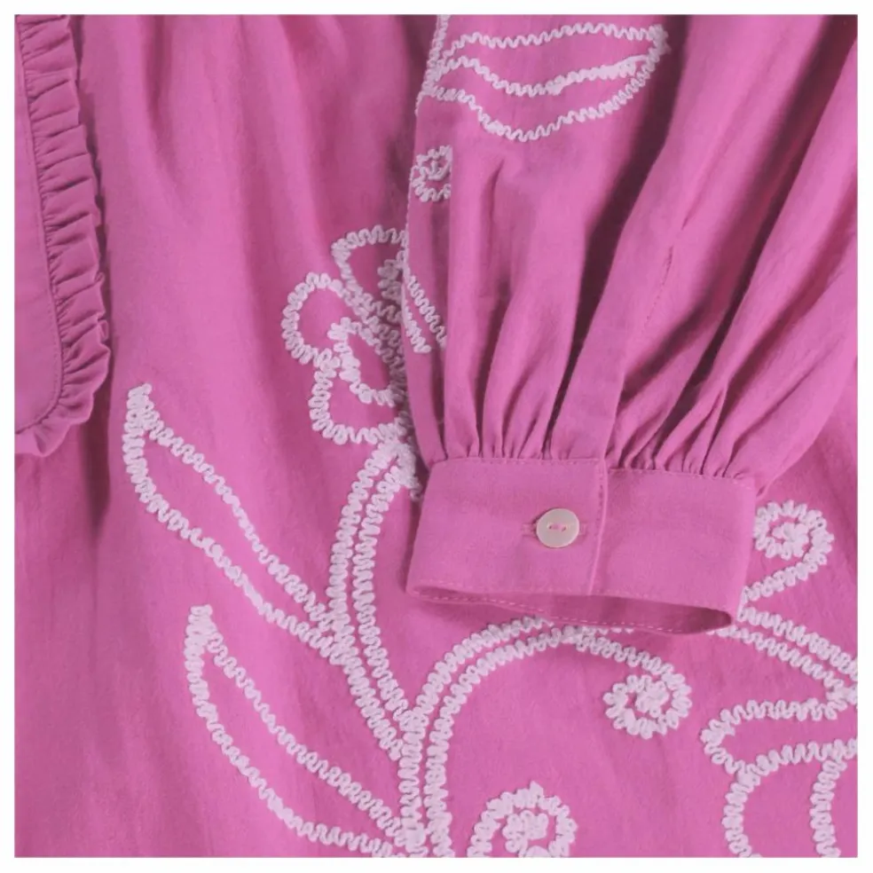 Robe Boutonnée Crelo Fleurs Coton Bio | Violet