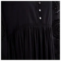 Robe Brodé Manches Longues en Coton Bio | Noir