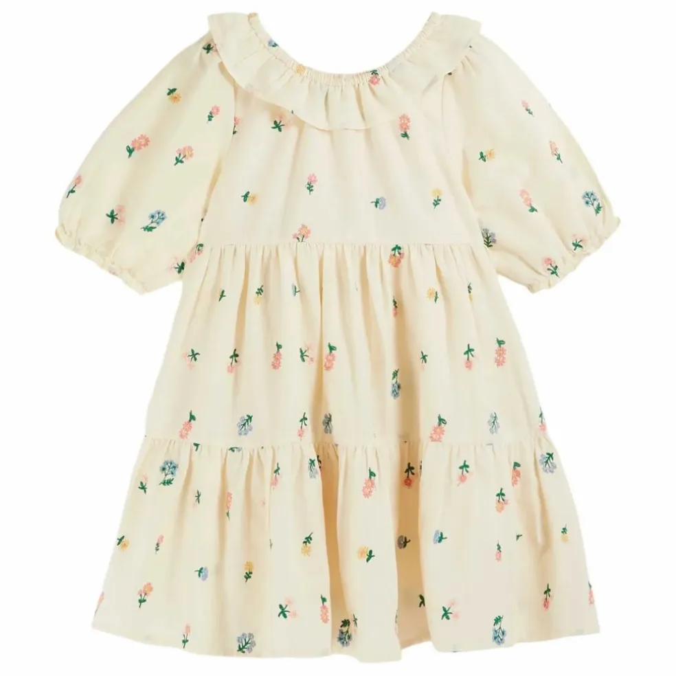 Robe Brodée Fleurs | Jaune pâle