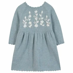 Robe Brodée Laine | Bleu gris