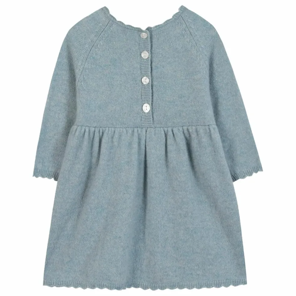 Robe Brodée Laine | Bleu gris