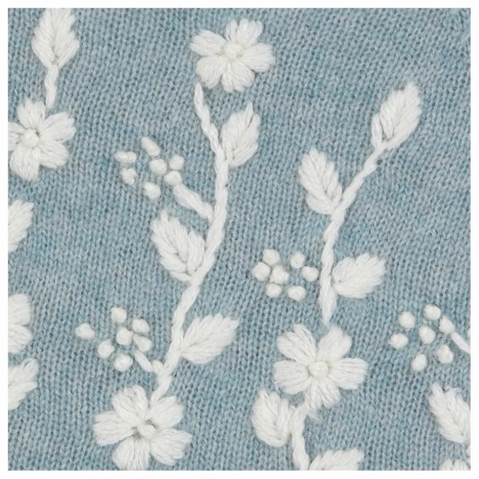 Robe Brodée Laine | Bleu gris