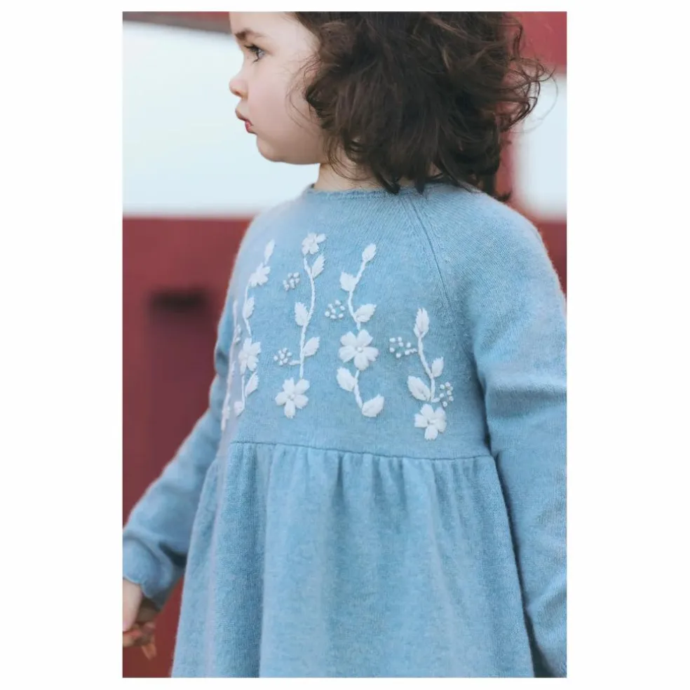 Robe Brodée Laine | Bleu gris