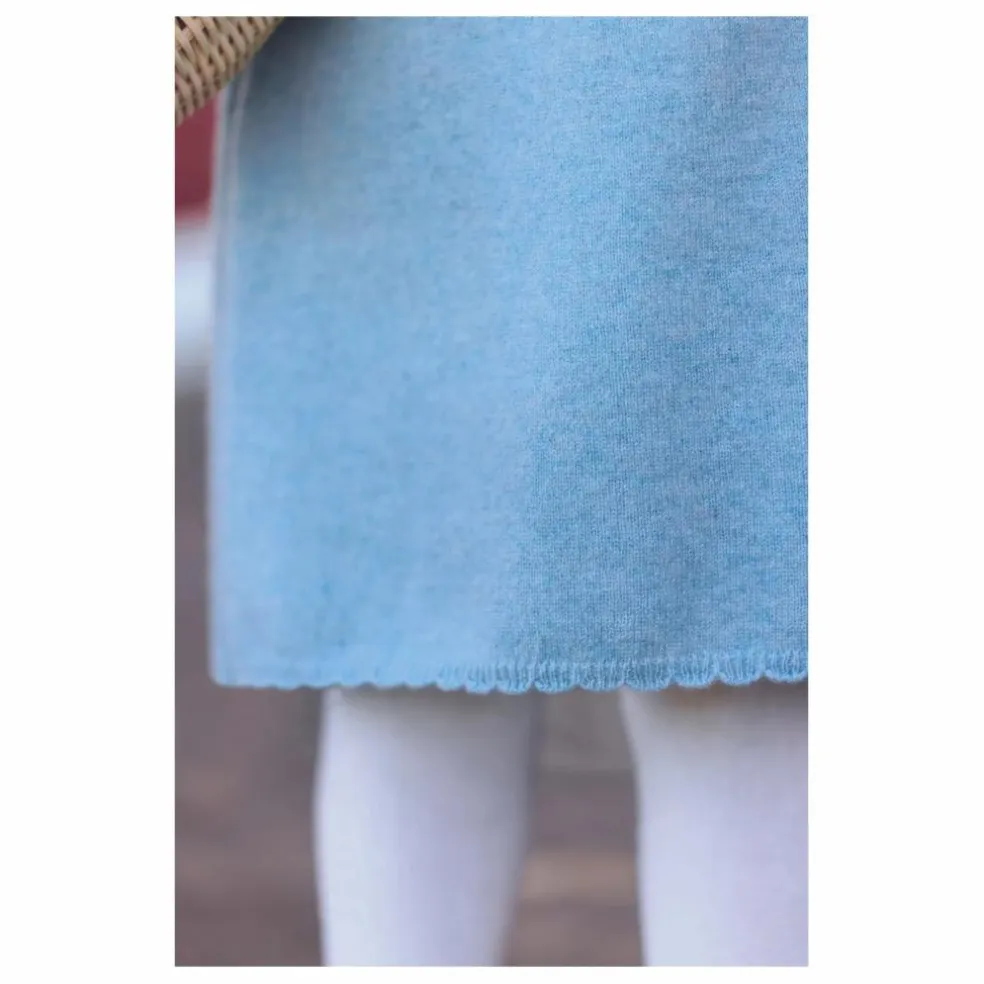 Robe Brodée Laine | Bleu gris