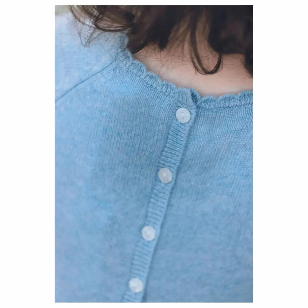 Robe Brodée Laine | Bleu gris