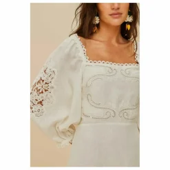 Robe Brodée Lin | Blanc