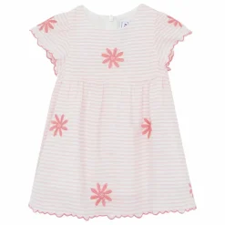 Robe Brodée Rayures | Rose