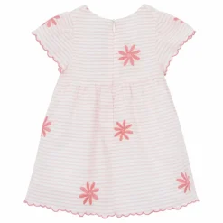 Robe Brodée Rayures | Rose