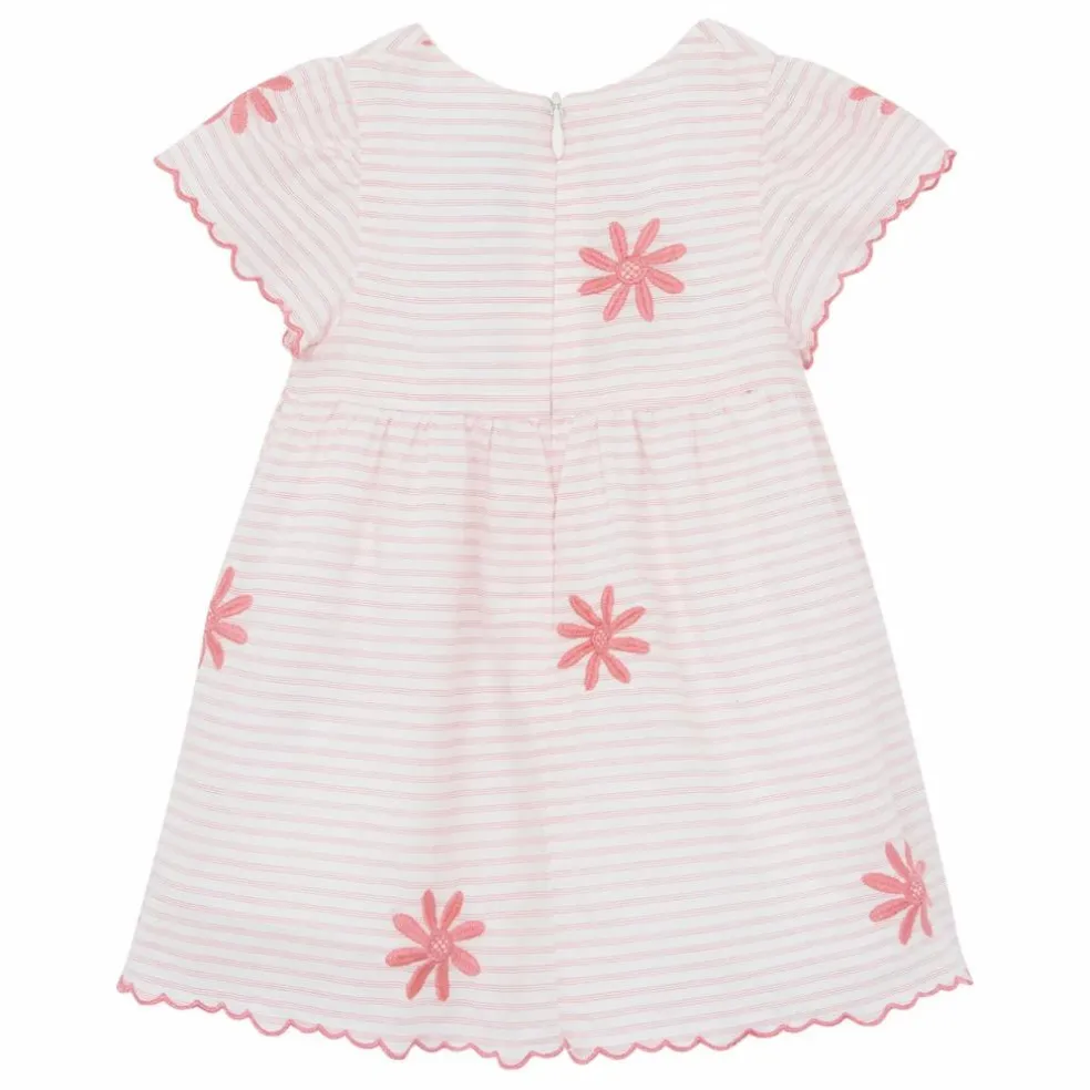 Robe Brodée Rayures | Rose