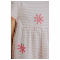 Robe Brodée Rayures | Rose
