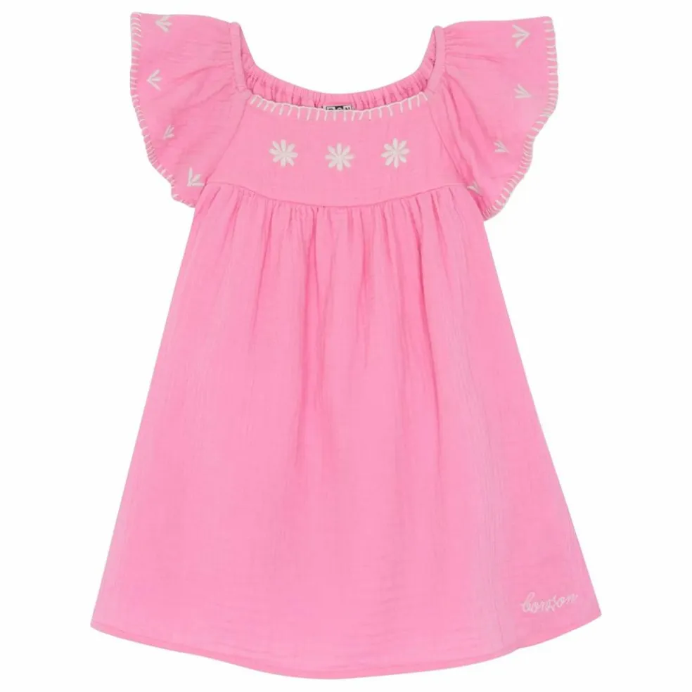 Robe Brodée Rêve | Rose bonbon
