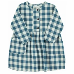 Robe Carreaux Coton Bio | Bleu