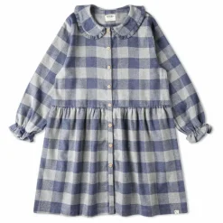 Robe Carreaux Flanelle Tencel | Bleu