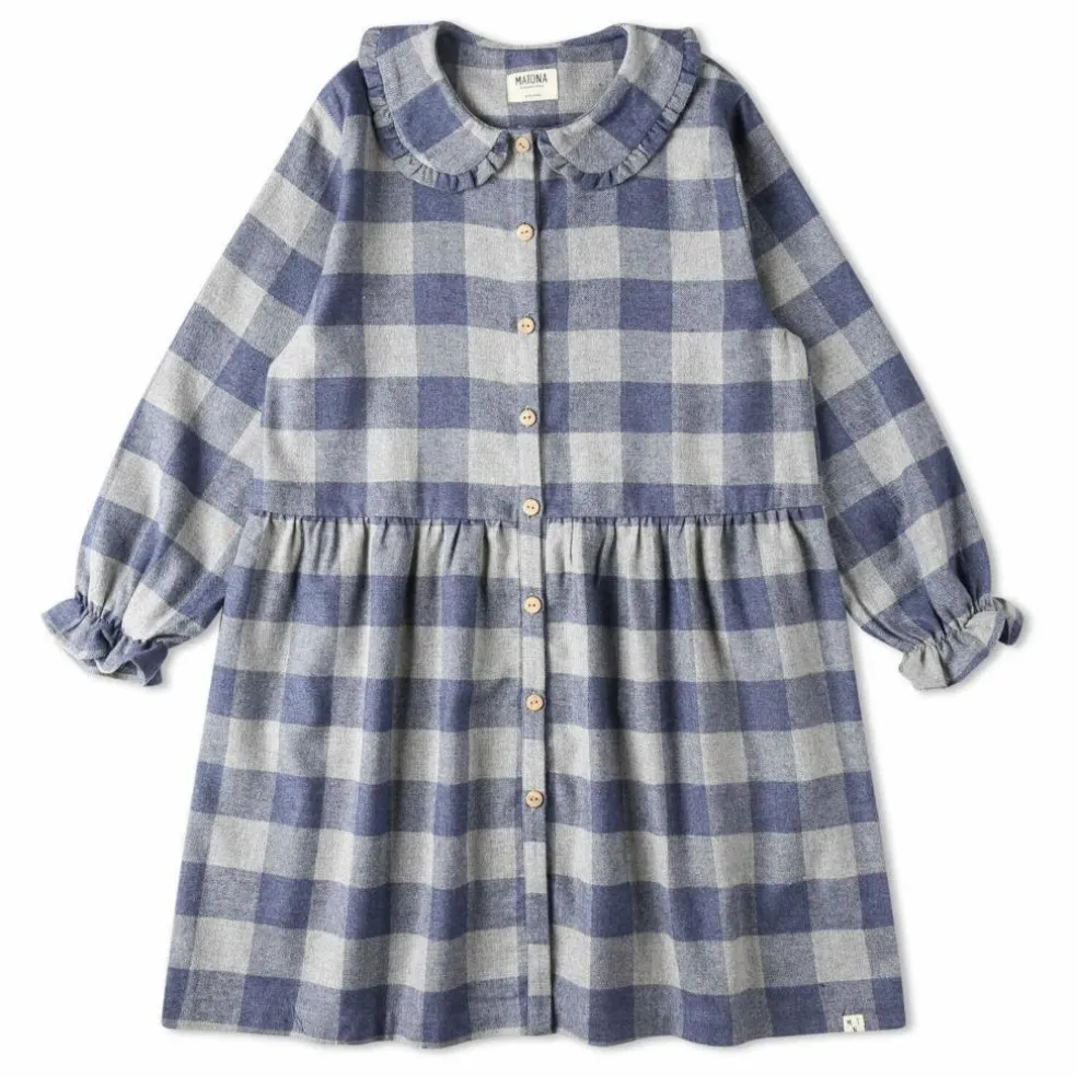 Robe Carreaux Flanelle Tencel | Bleu