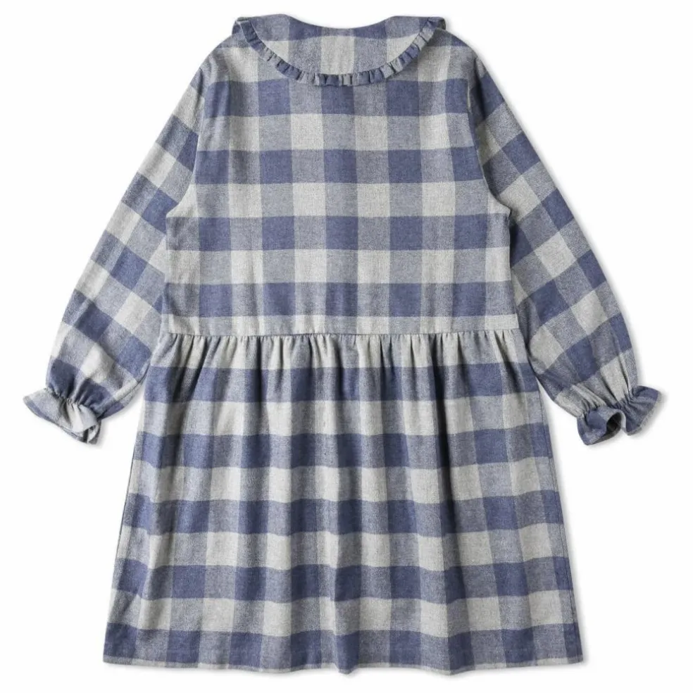 Robe Carreaux Flanelle Tencel | Bleu