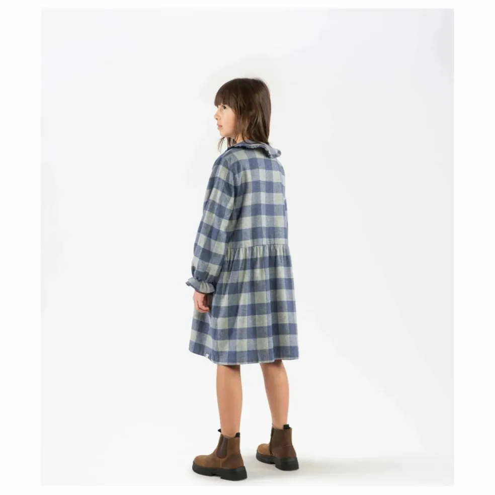 Robe Carreaux Flanelle Tencel | Bleu