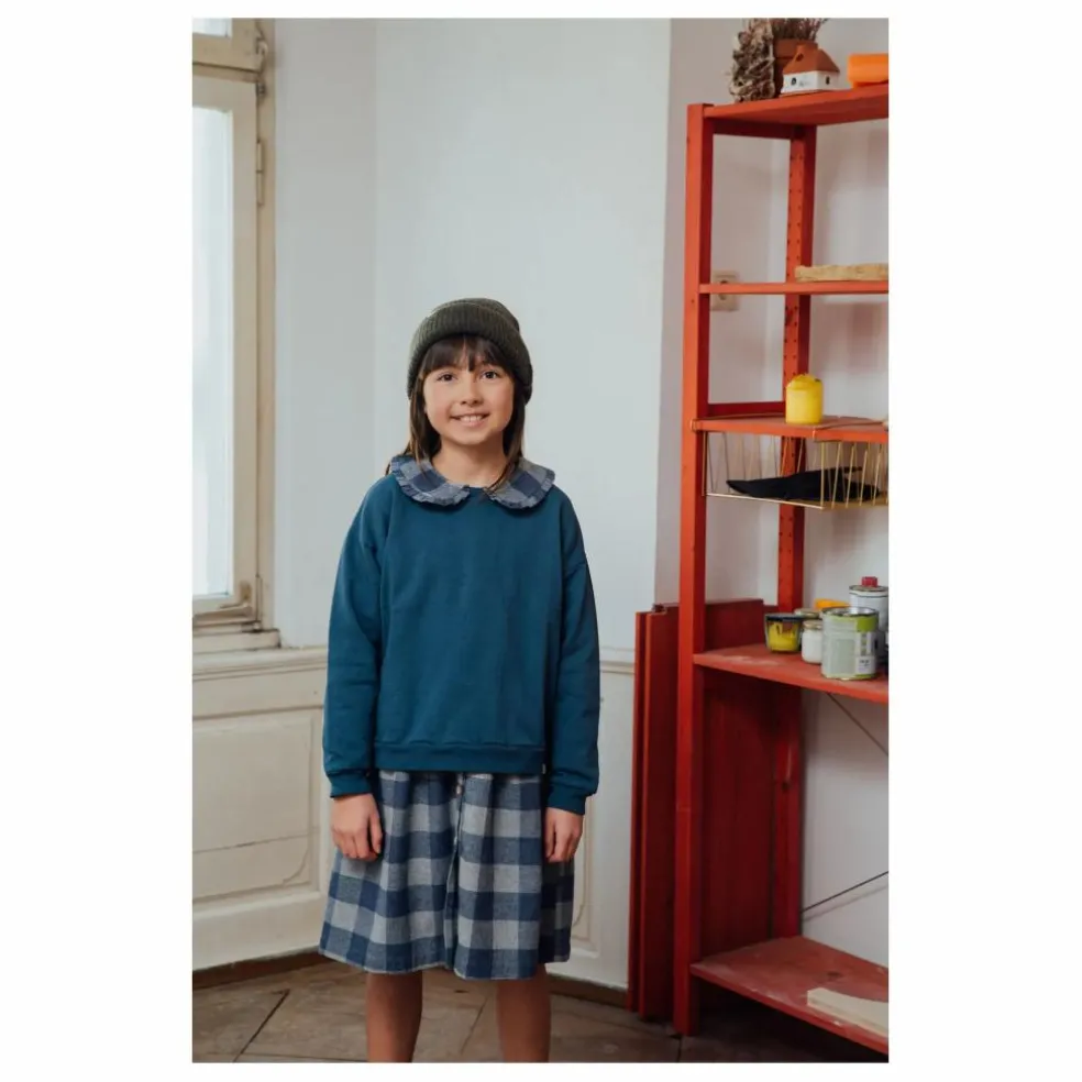 Robe Carreaux Flanelle Tencel | Bleu