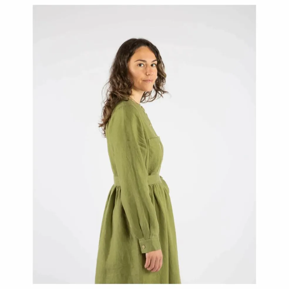 Robe Ceinture Lin | Vert olive