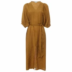 Robe Ceinturée Midi Jacquard | Bronze