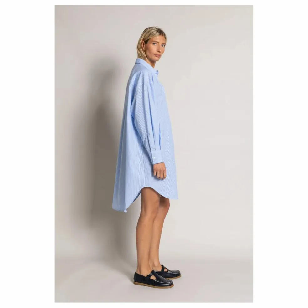 Robe Chemise Lydie Rayée | Bleu Clair