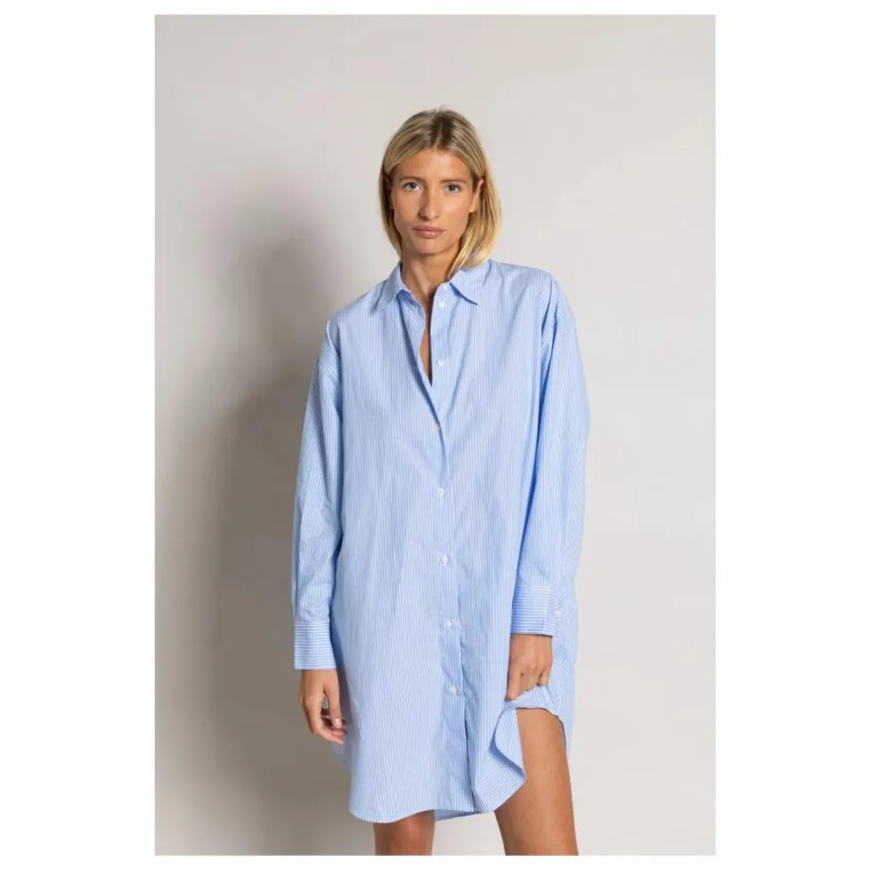 Robe Chemise Lydie Rayée | Bleu Clair