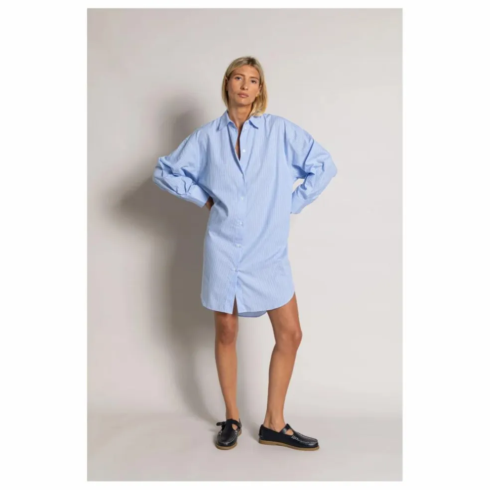 Robe Chemise Lydie Rayée | Bleu Clair