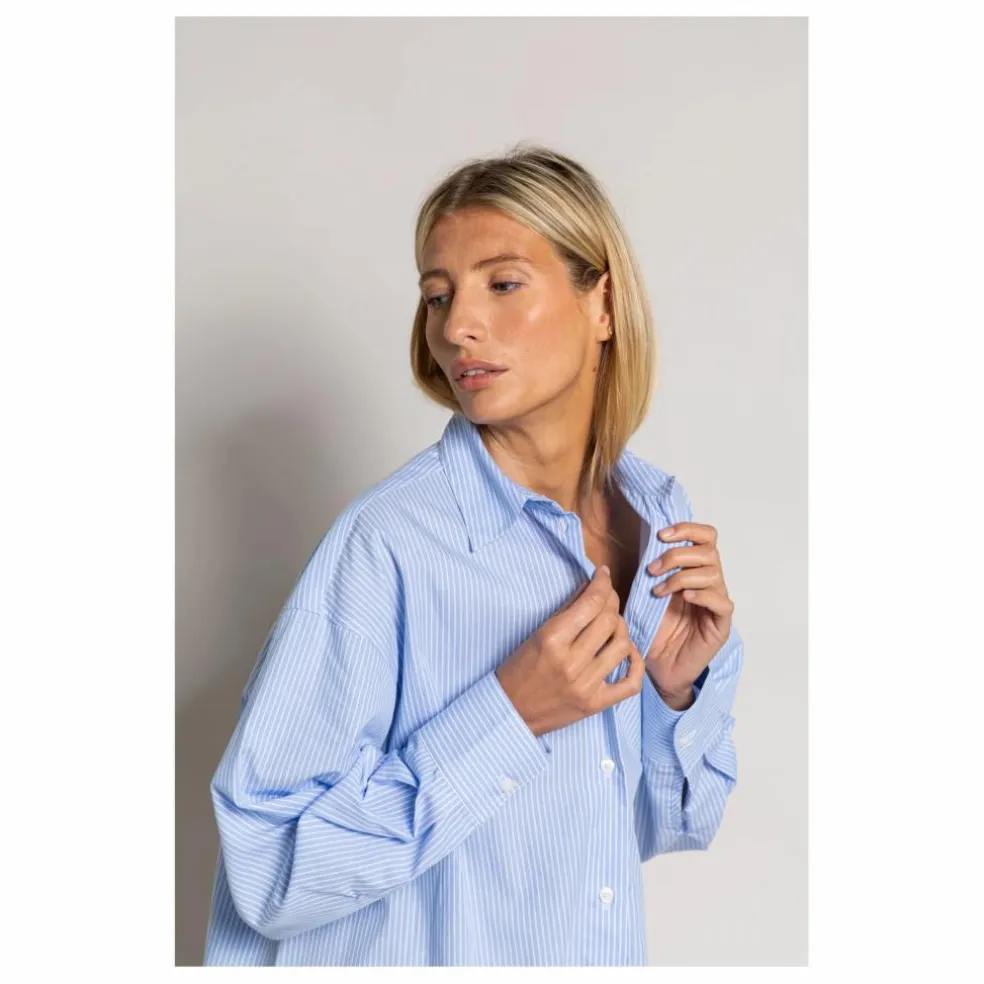 Robe Chemise Lydie Rayée | Bleu Clair