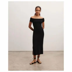 Robe Col Bardot Soie et Cachemire | Noir