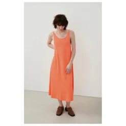 Robe Col Bateau Lopintale Coton et Lin | Orange fluo