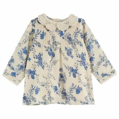 Robe Col Crochet Fleurie | Ecru