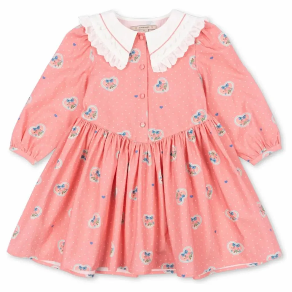 Robe Col Cœurs Coton Bio | Rose