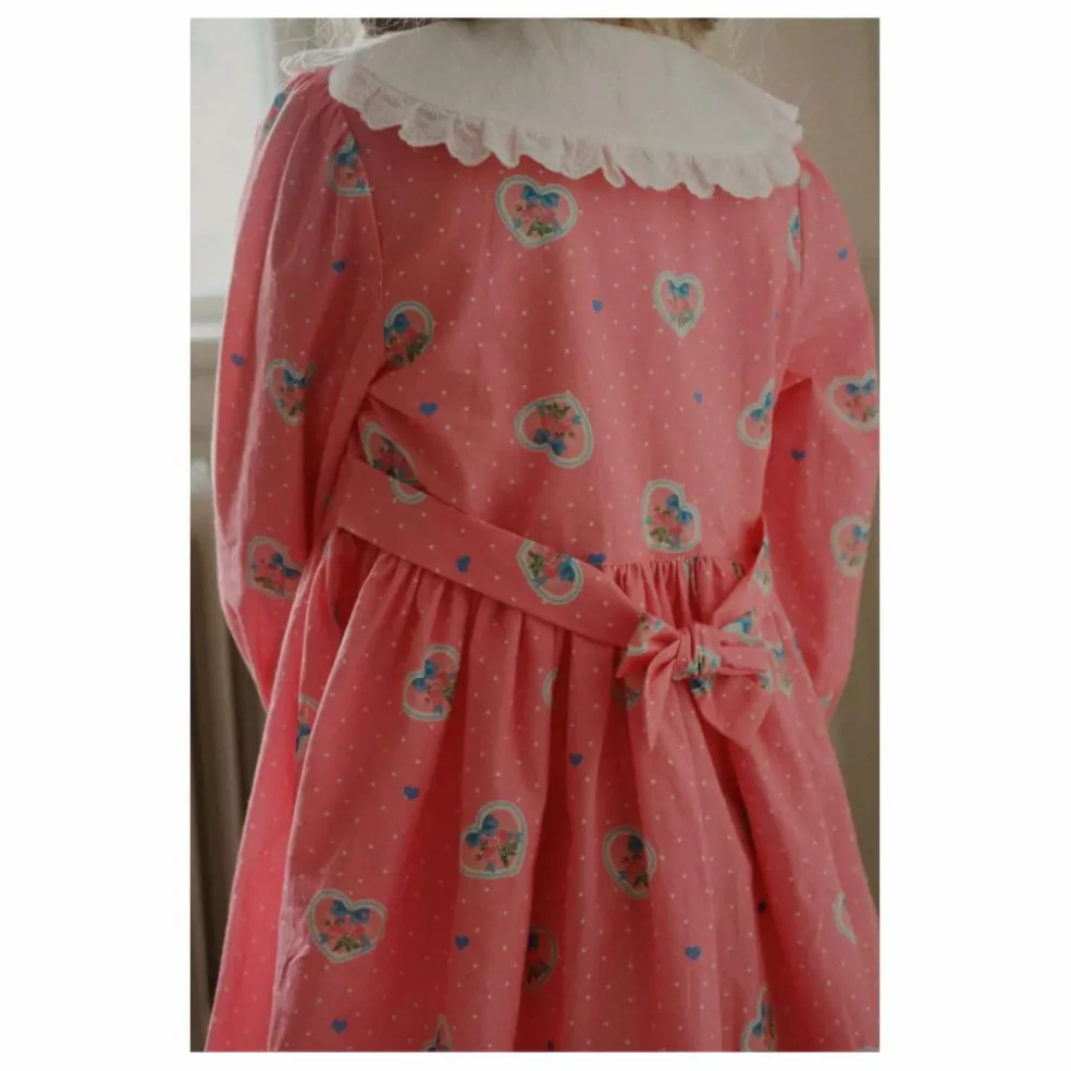 Robe Col Cœurs Coton Bio | Rose