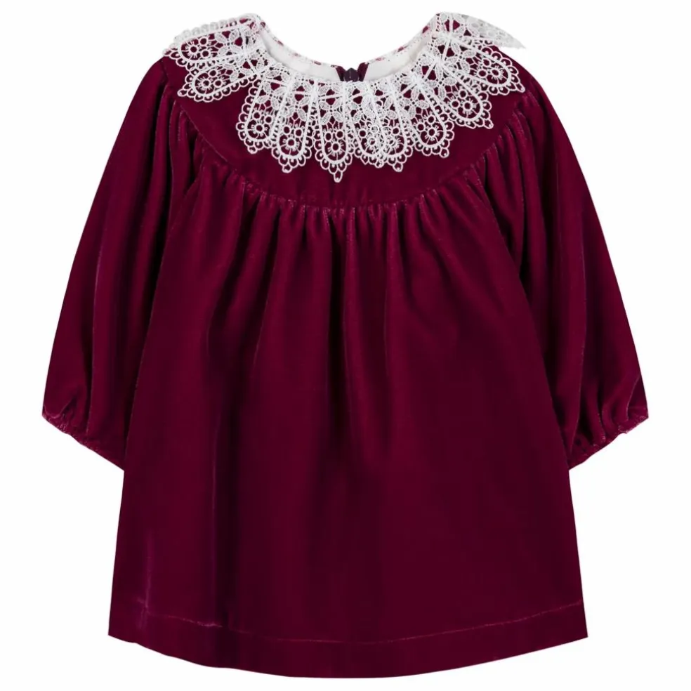 Robe Col Dentelle | Prune