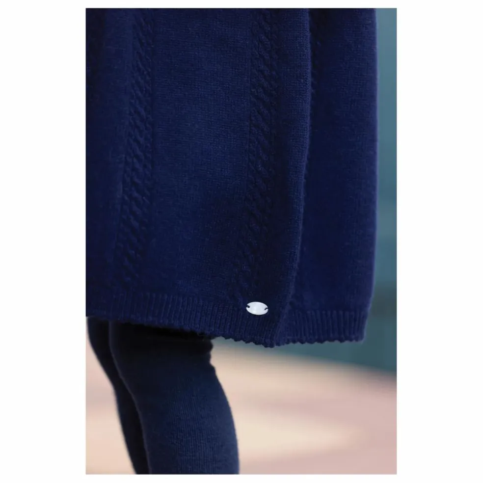 Robe Col Dentelle Laine | Bleu marine