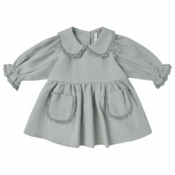 Robe Col Gaze de Coton Bio | Bleu gris